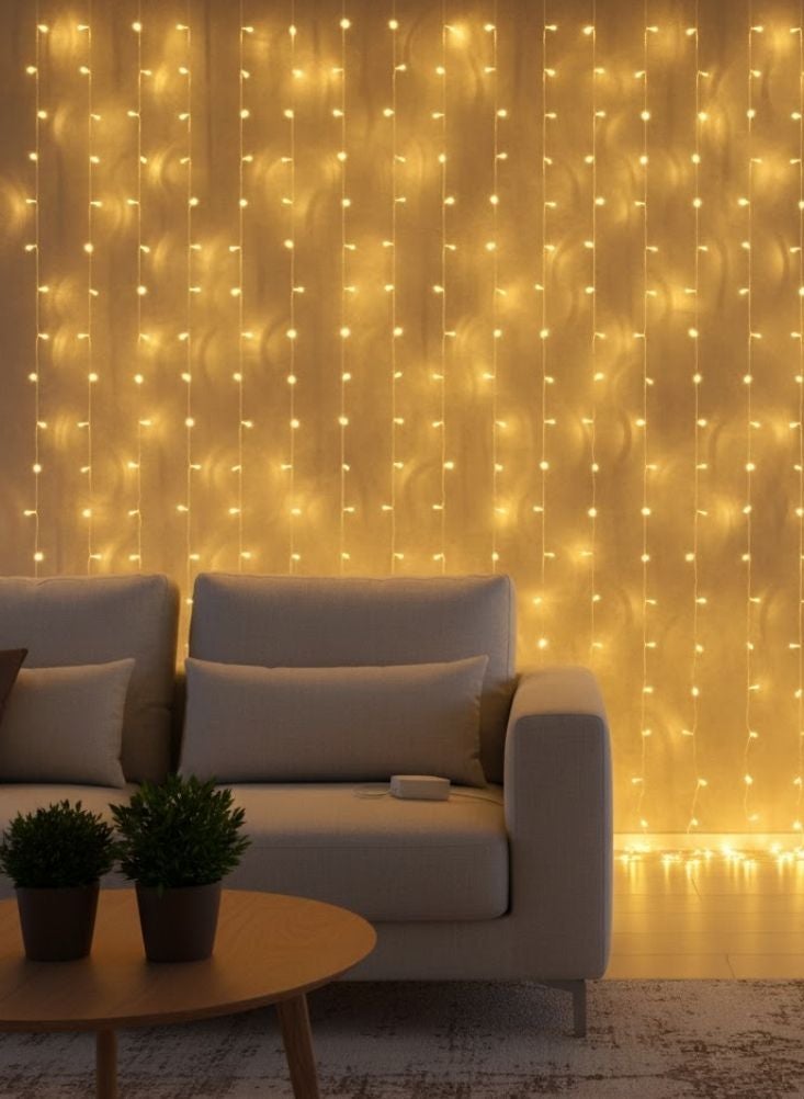 بريميم سلسلة أضواء ستائر رمضانية – أضواء صمام ثنائي باعث للضوء باللون الأبيض الدافئ لتزيين المنزل والاحتفالات - Image 2